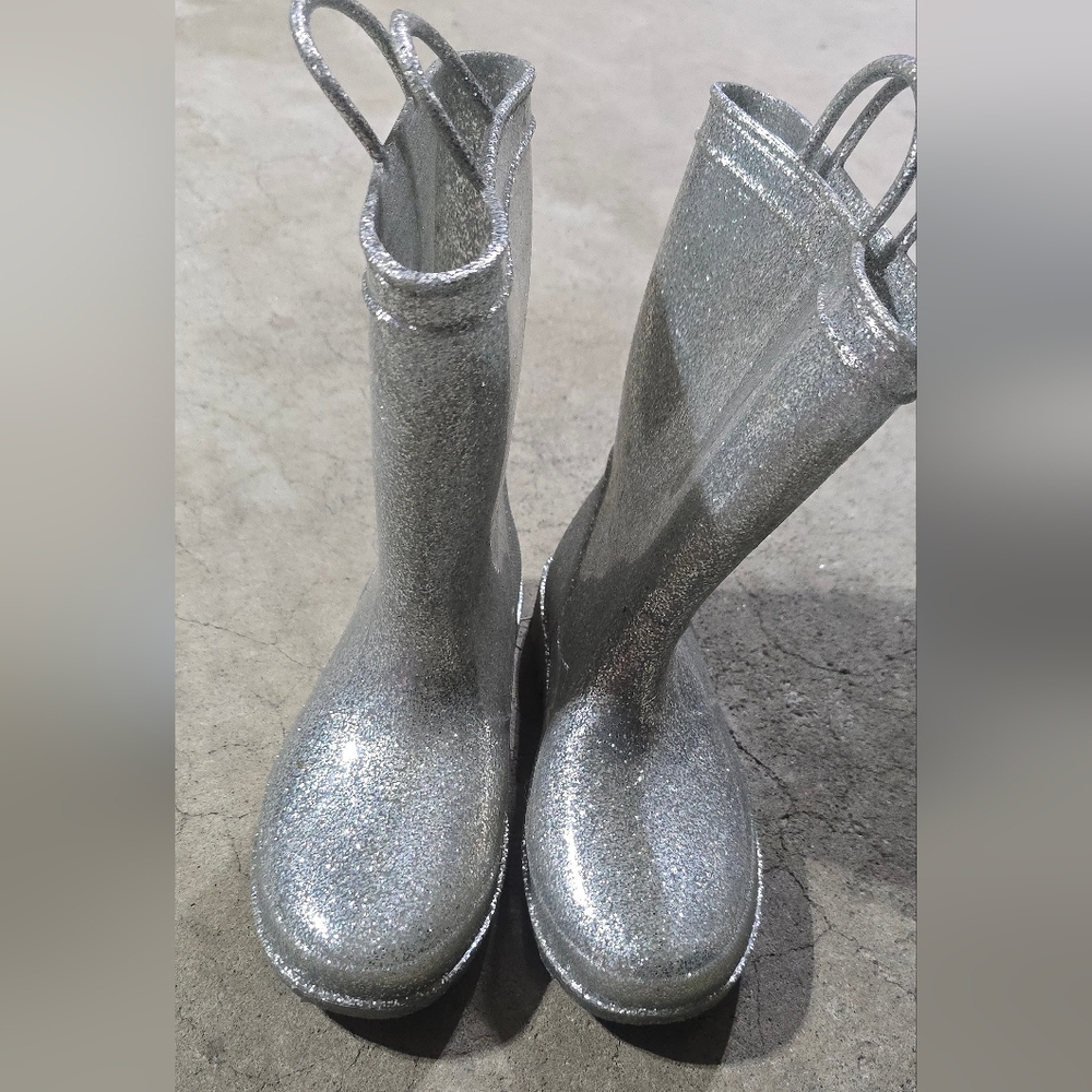 Silver Glitter Women's Rain Boots